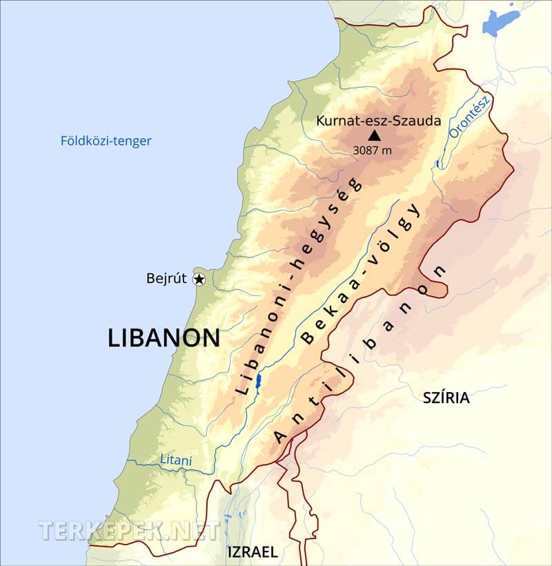 Libanon térkép